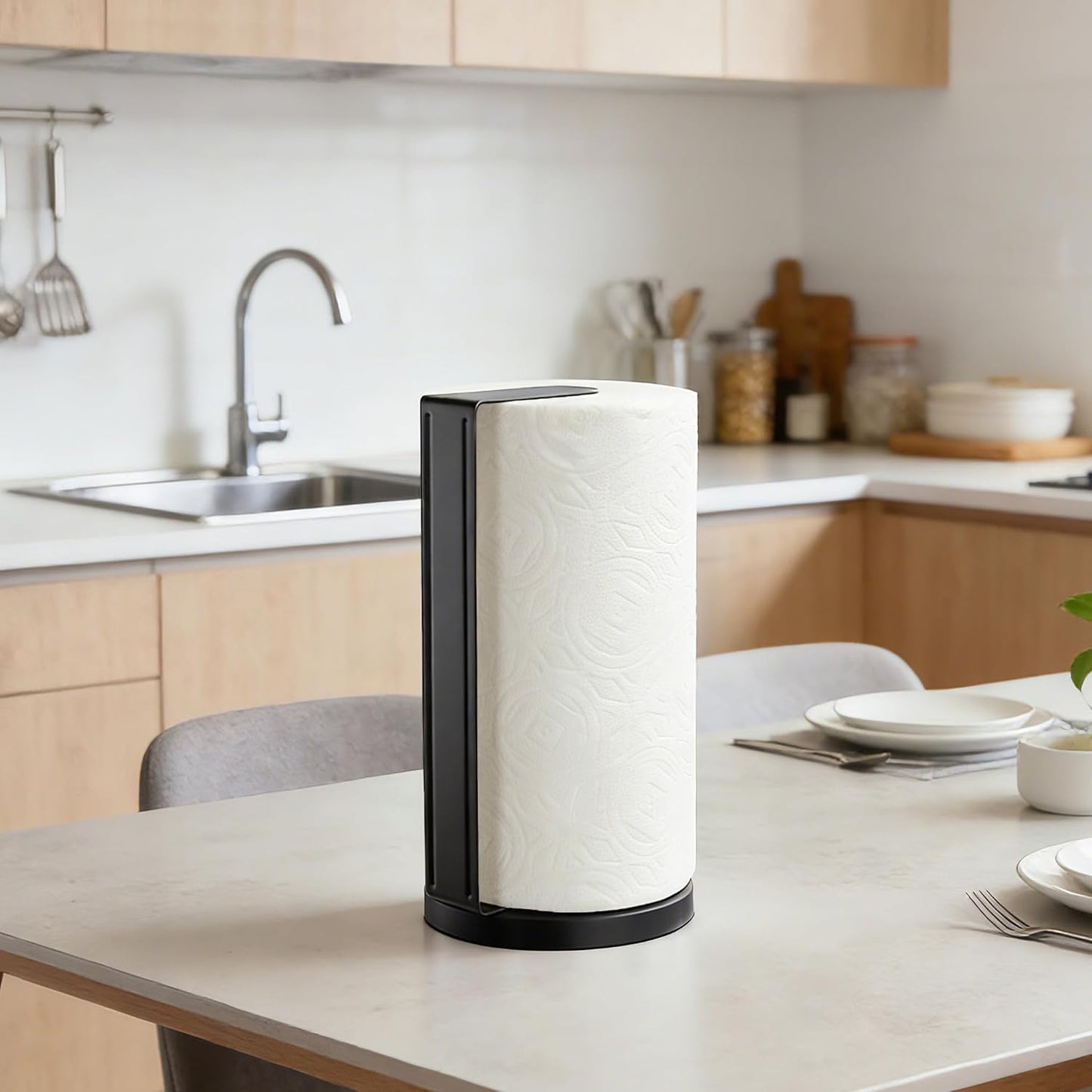 Paper Towel Holder Countertop with Heavy-Duty Anti Slip Weighted Base