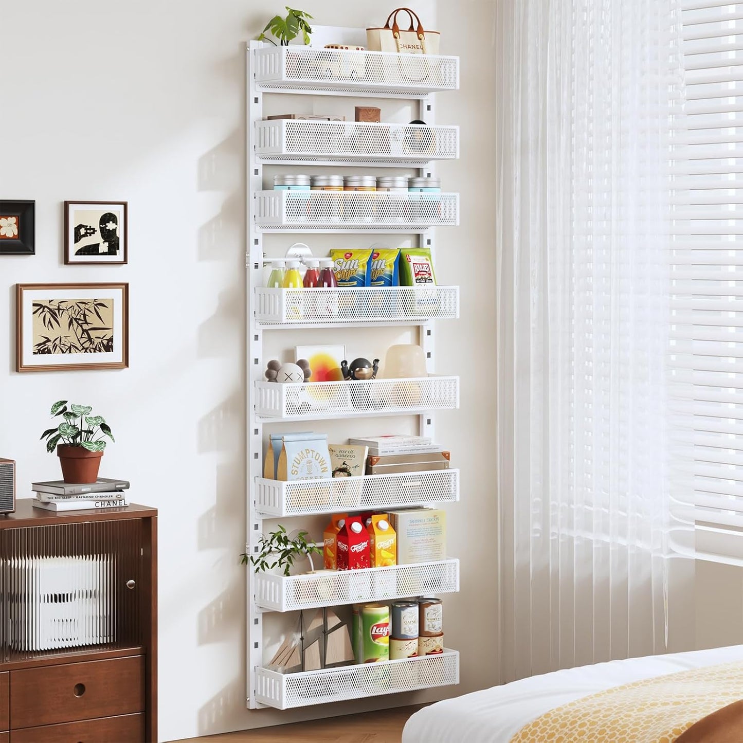 Pantry Door Organizers and Storage, 8-Tier Large Metal Heavy-Duty Frame Over the Door Spice Rack