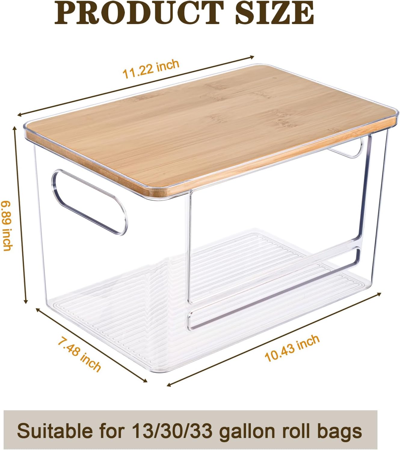 Trash Bag Dispenser, Trash Bag Holder Dispenser with Bamboo Top