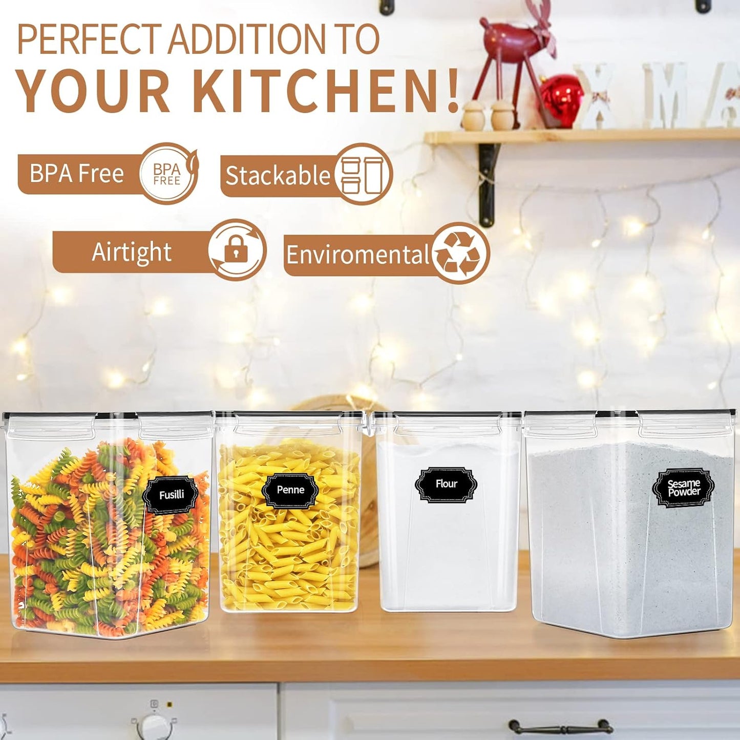 Large Airtight Food Storage Containers 5.2L / 195oz