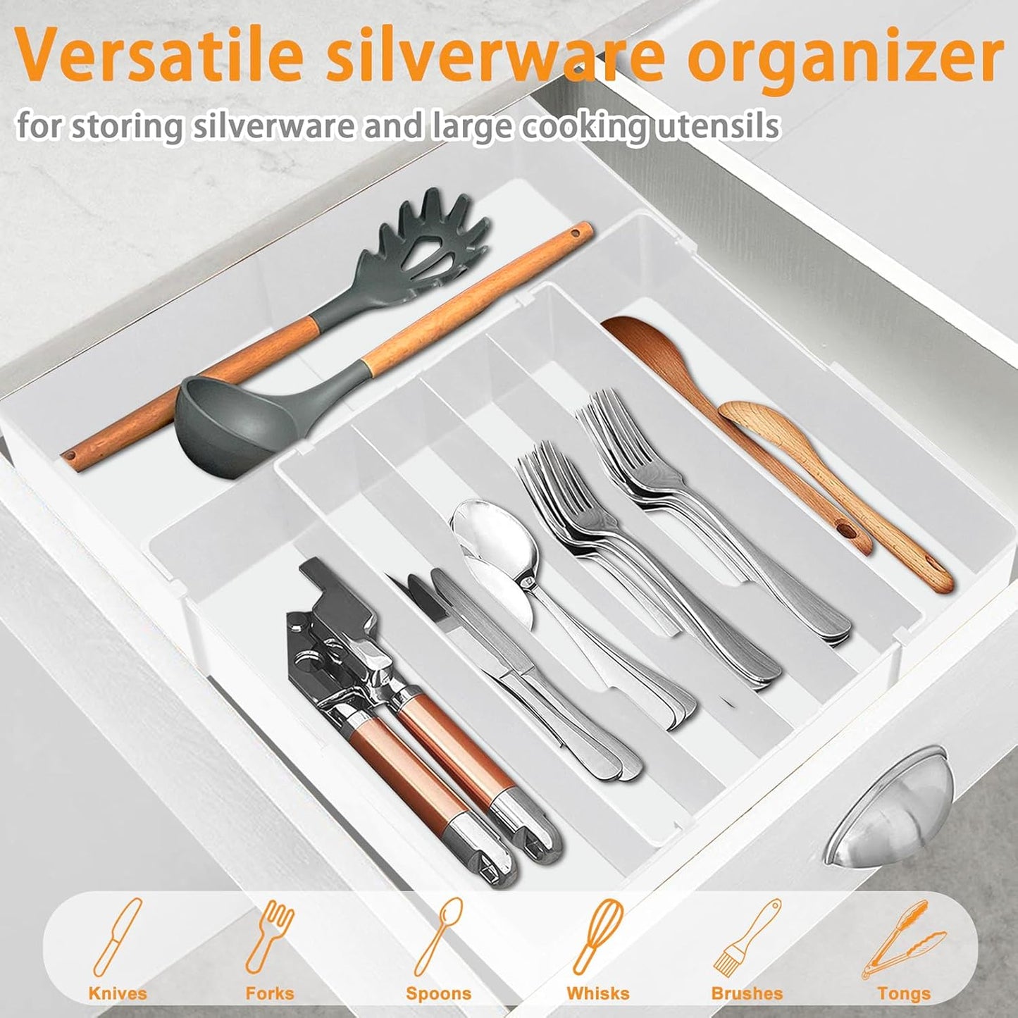 Silverware Drawer Organizer - Expandable Drawer Organizer for Kitchen