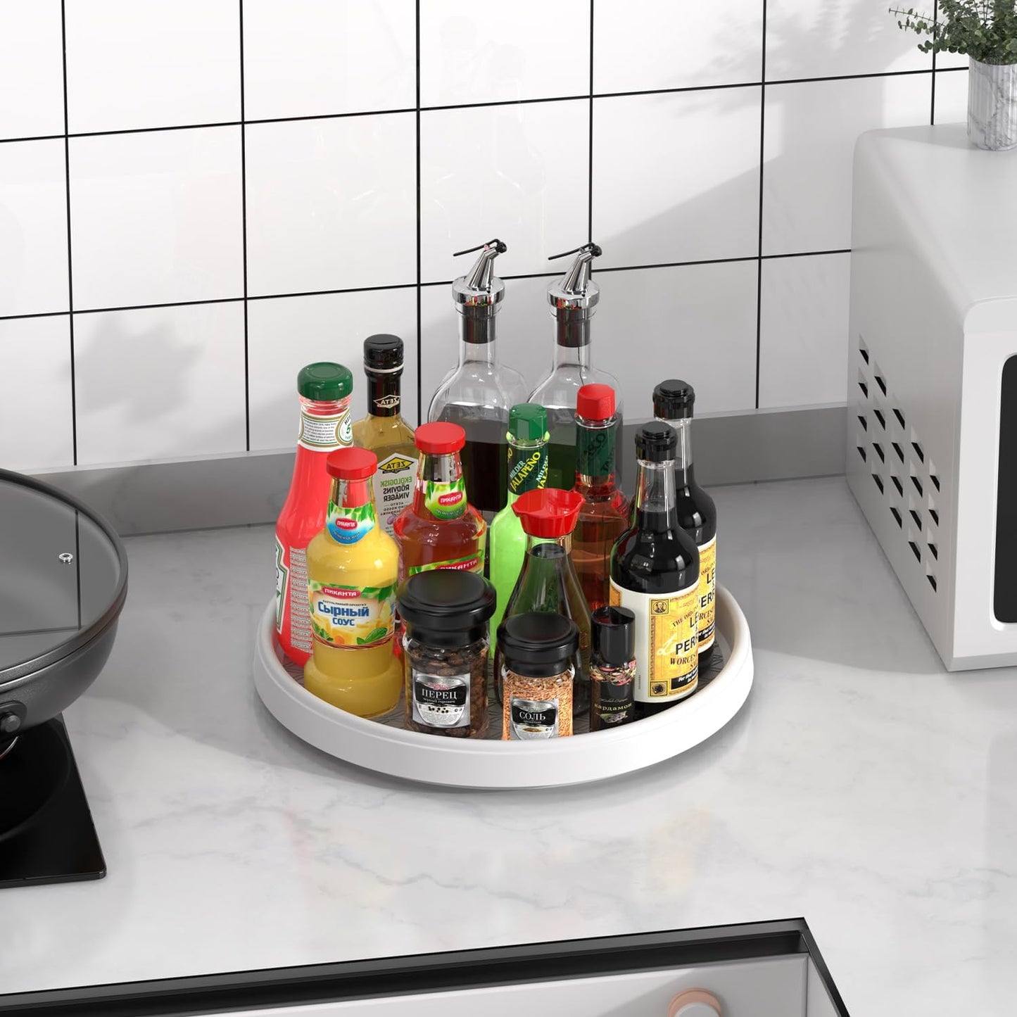 Lazy Susan Turntable Organizer, 10 Inch 360° Rotating Tray for Kitchen Cabinet, Pantry, Countertop