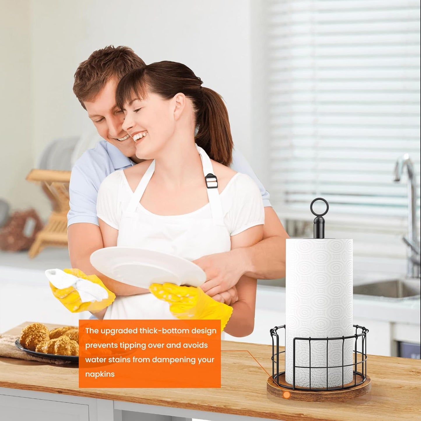 Paper Towel Holder Stand, Countertop Paper Towel Holder with Weighted Base