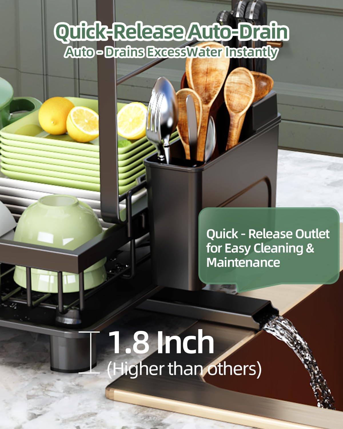 Dish Drying Rack, 2 Tier Space-Saving Dish Rack
