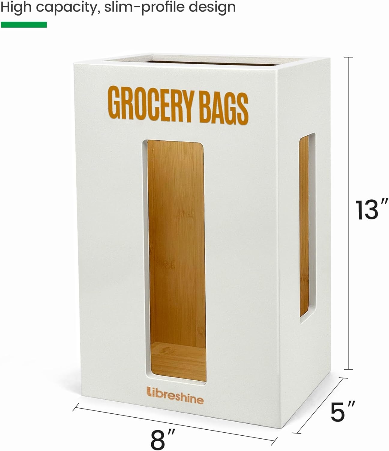 Extra Large White Bamboo Grocery Bag Holder for Plastic Bags