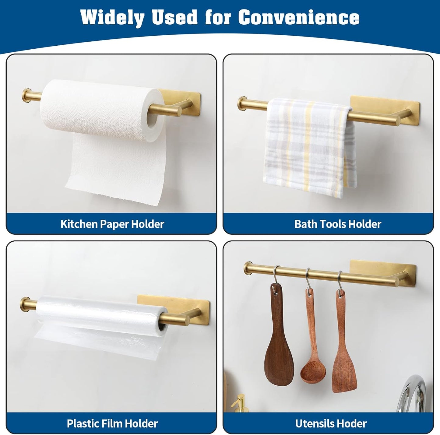 Paper Towel Holder for Kitchen, Adhesive Under Cabinet Paper Towel Roll Rack for Bathroom Towel