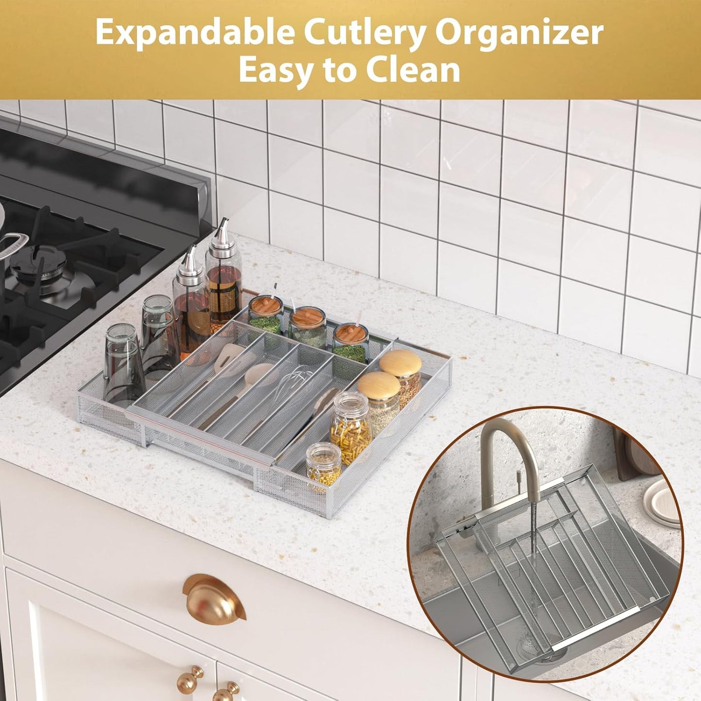 Silverware Organizer Metal Mesh, Drawer Organizer