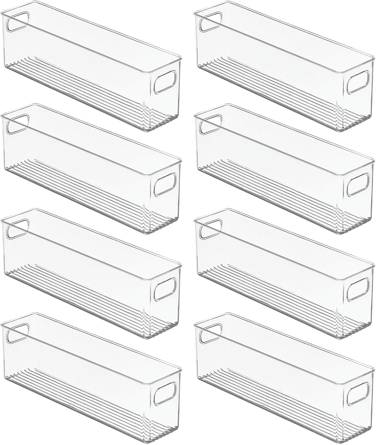 Plastic Kitchen Organizer - Storage Holder Bin with Handles for Pantry, Cupboard, Cabinet