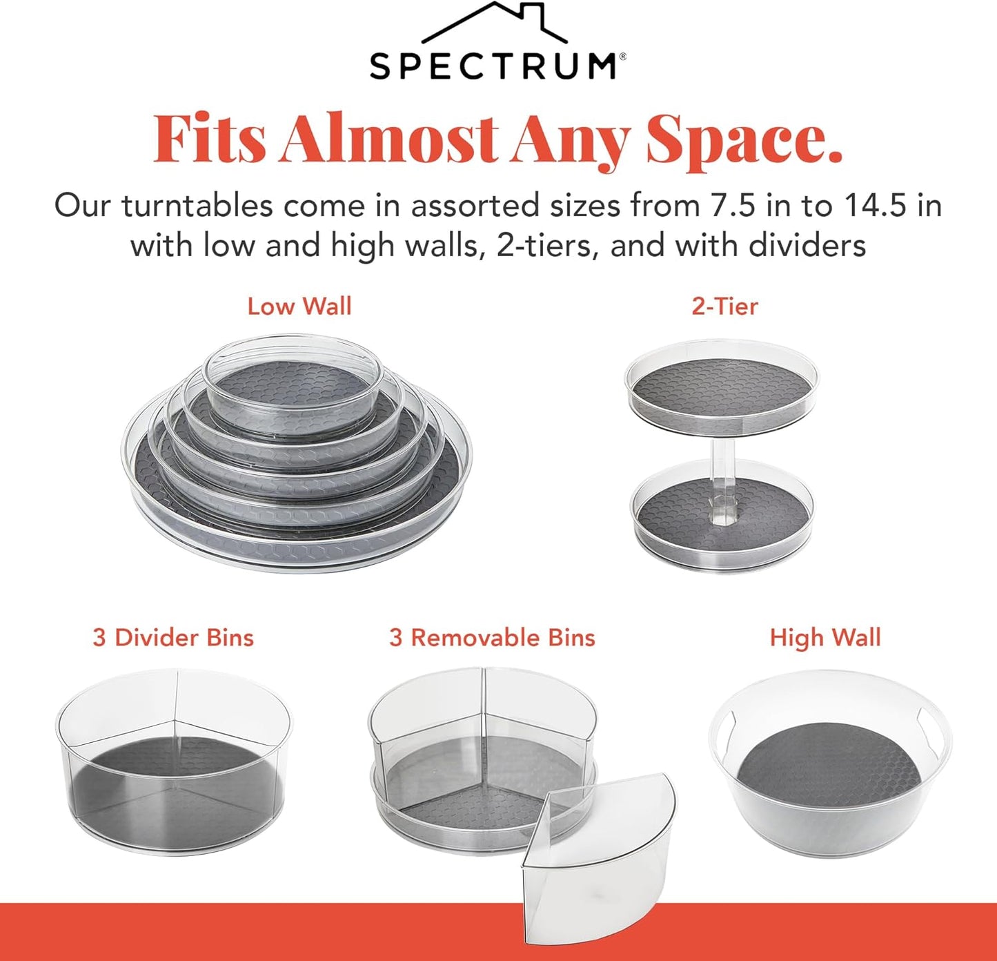 Small Lazy Susan Organizer 7in for Cabinets Refrigerator Pantry Table Pack of 2