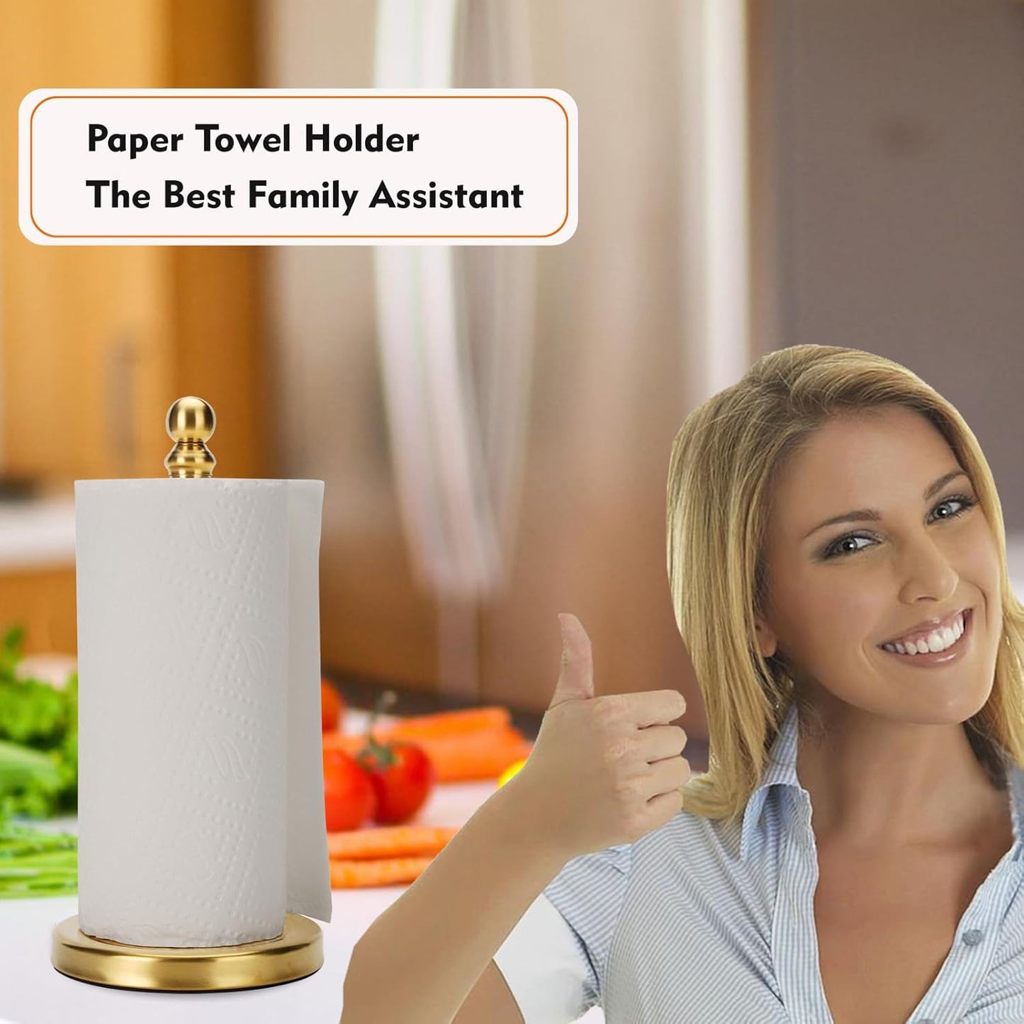Paper Towel Holder Stand, Gold Paper Towel Holder Countertop