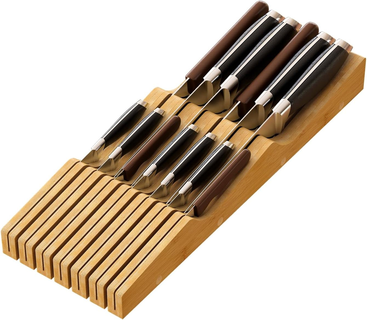 Knife Drawer Organizer (Natural, 7 Knives Organizer)