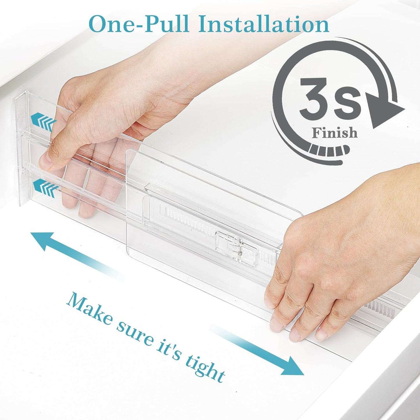 12 Pack Drawer Dividers for Clothes, 4" High 10.2"-16.5" Adjustable Expandable Dresser Drawer Organizer, Clear Plastic Separators for Dresser, Baby Clothing, Underwear, Cosmetic, Toiletries