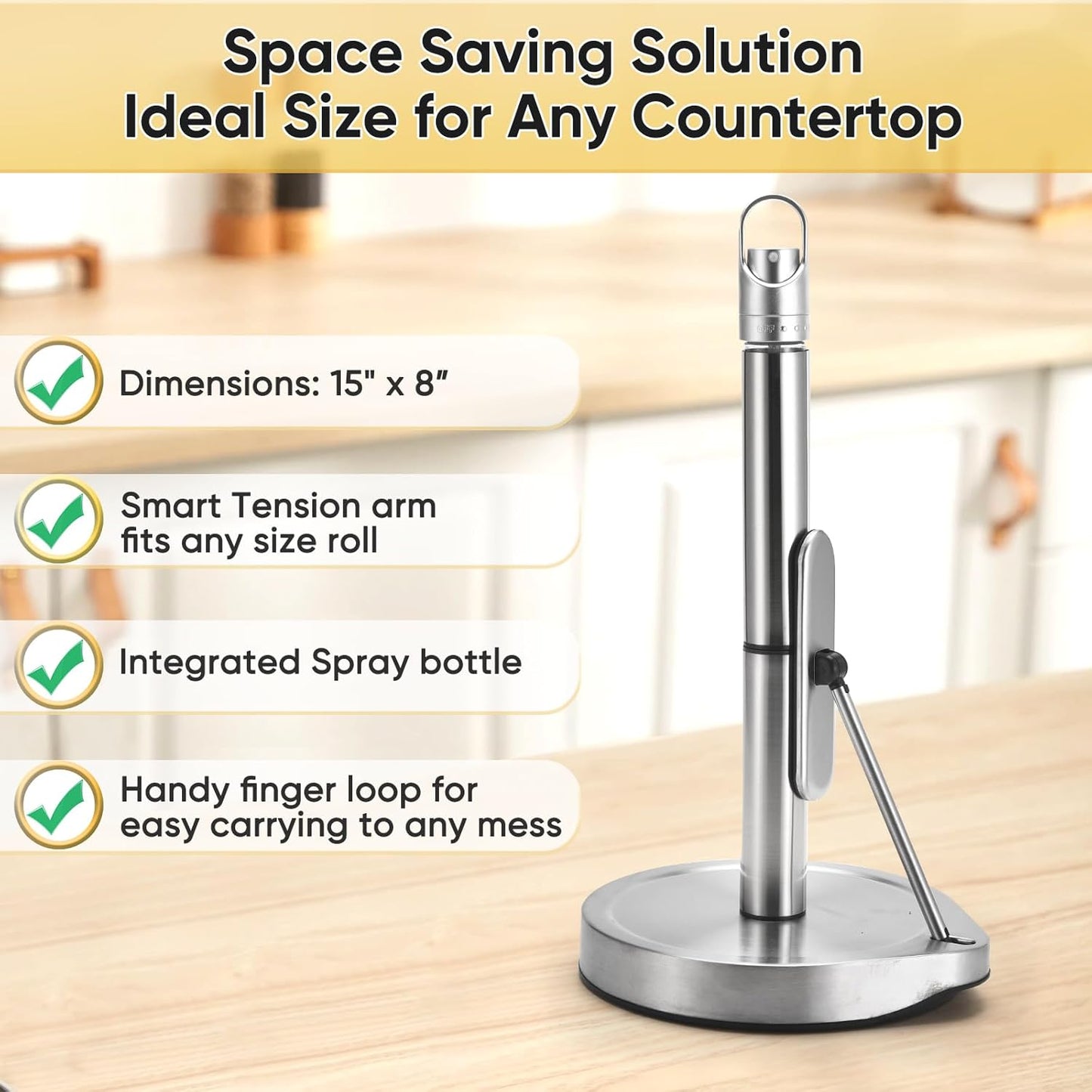Countertop Paper Towel Holder with Spray Bottle - Kitchen Paper Towel Holder Countertop