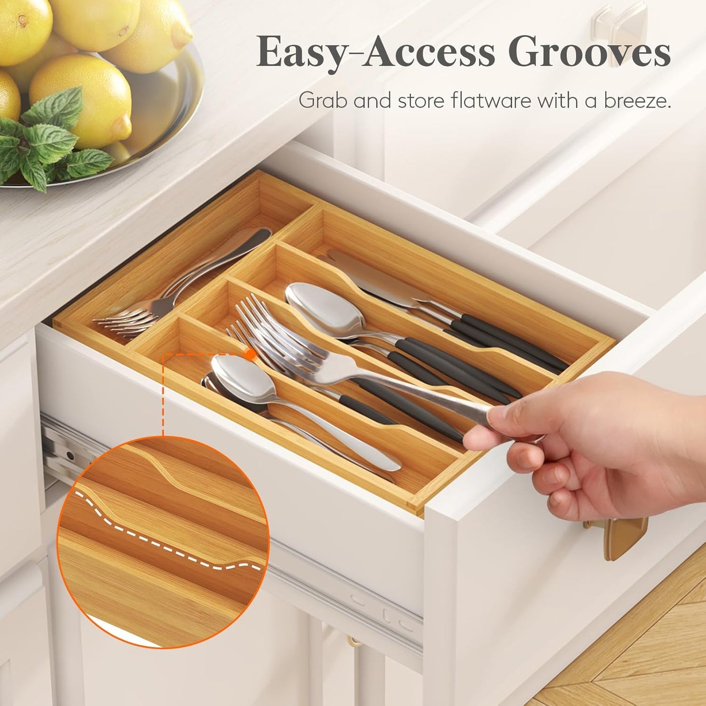 Silverware Drawer Organizer, Utensil Tray for Kitchen, Flatware and Cutlery Holder