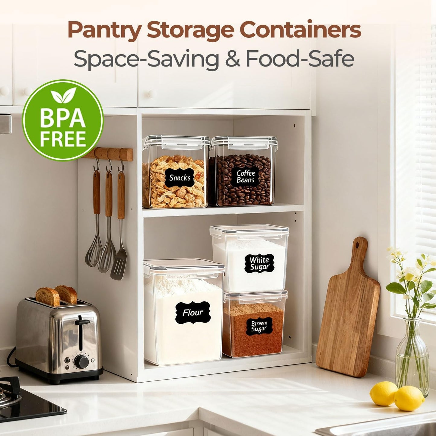 Flour Sugar Storage Containers Set of 3 (5.2L/5.5Qt) (2.5L/2.6Qt*2)