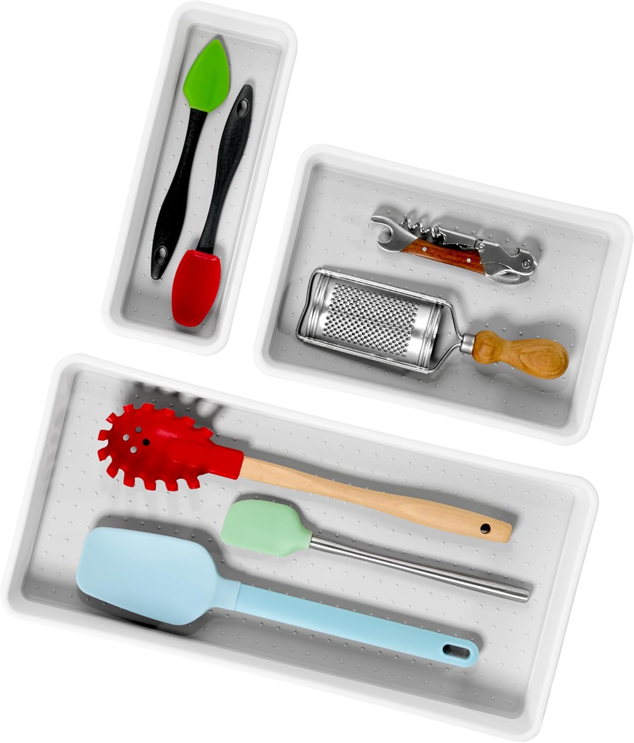 3 Bin Drawer Organizer Set, Multi Purpose Storage for Utensils, Office & Bathroom