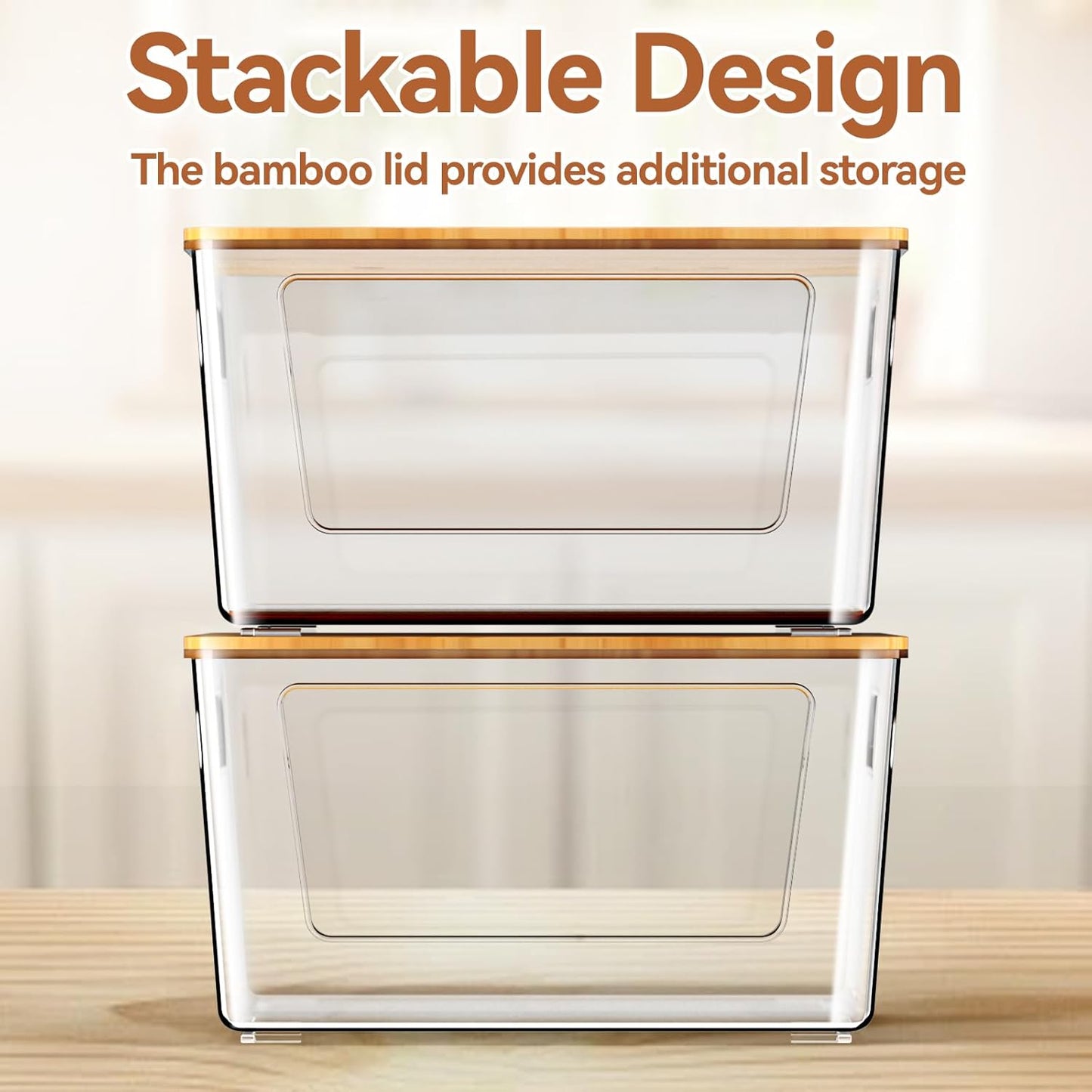 2 Pack Trash Bag Holder with Bamboo Lid, Stackable Trashbag Dispenser