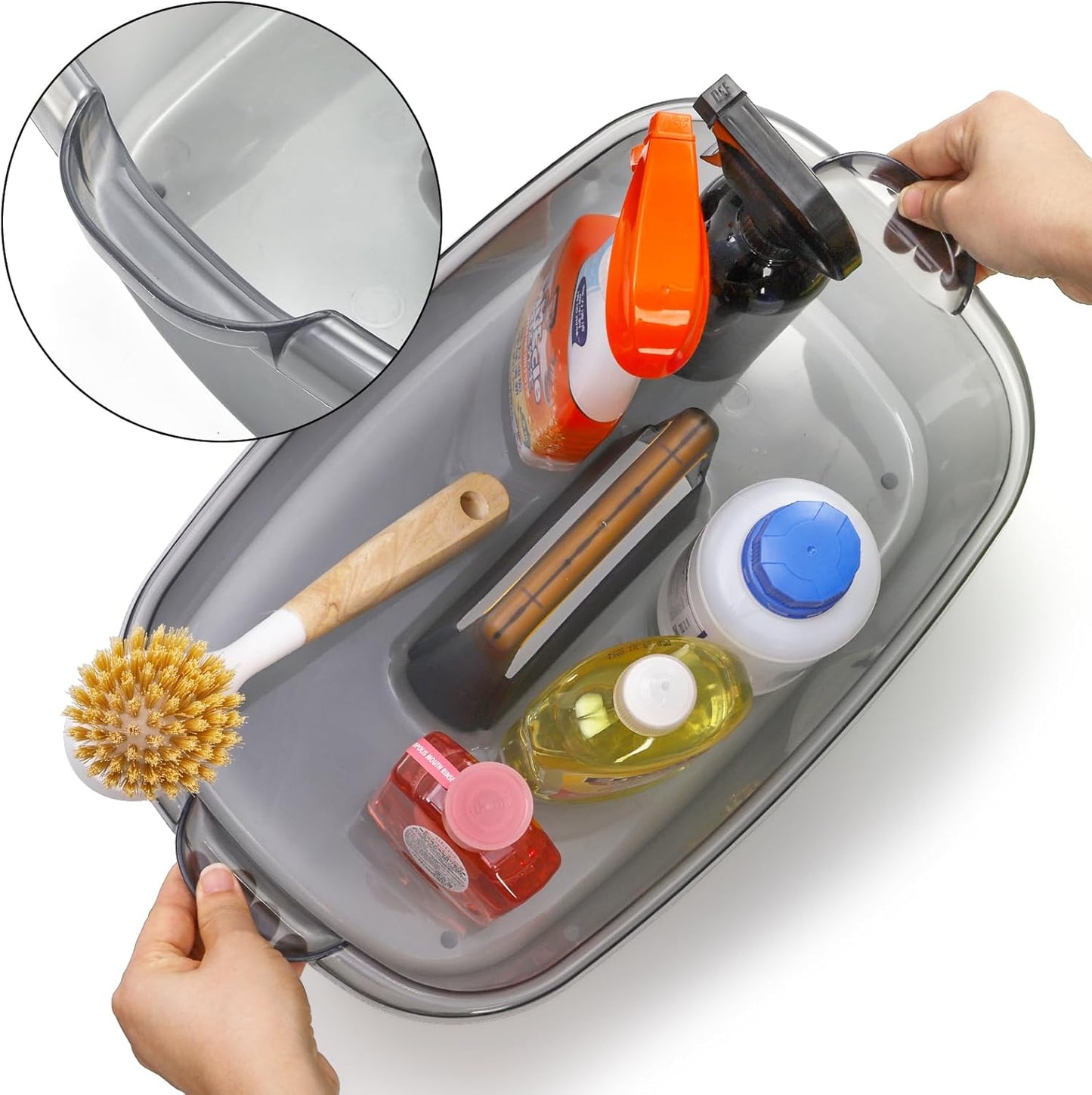 2 Pack Cleaning Supplies Caddy, Plastic Large Cleaning Supply Storage Bucket with Handle