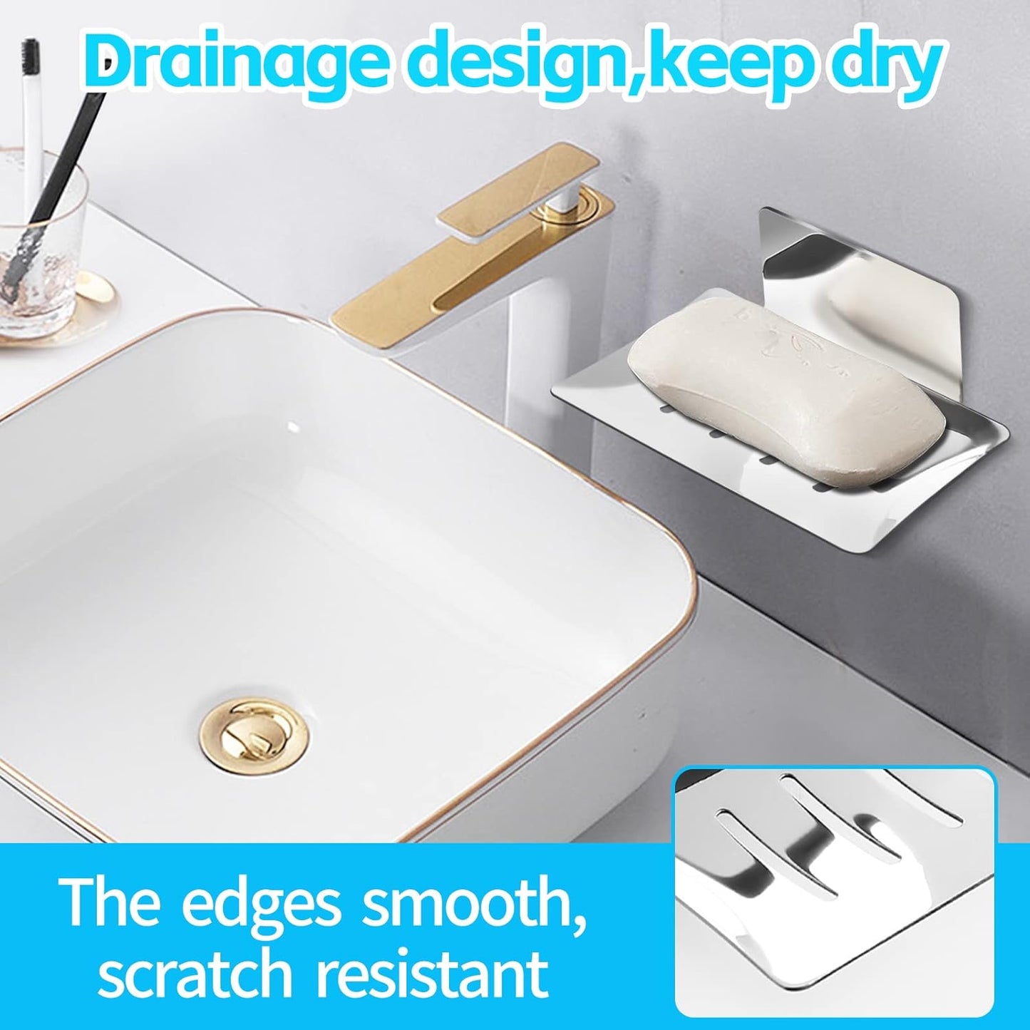 Soap Holder for Shower with Stainless Steel,Rustproof Soap Saver Sponge Holder for Bathroom,Tub,Kitchen Sink (Chrome)