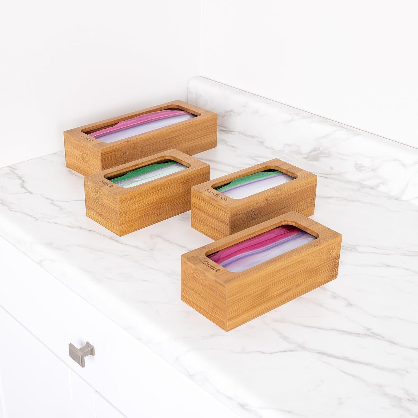 Bamboo Premium Organizer Storage Bins for Kitchen Silverware, Pantry, Closet, Office Desk, Pens