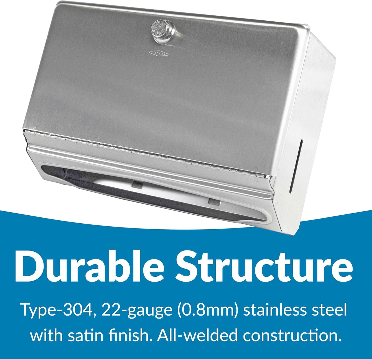 Wall-Mounted Paper Towel Dispenser – Stainless Steel, Holds 200 C-Fold or 275 Multifold Towels