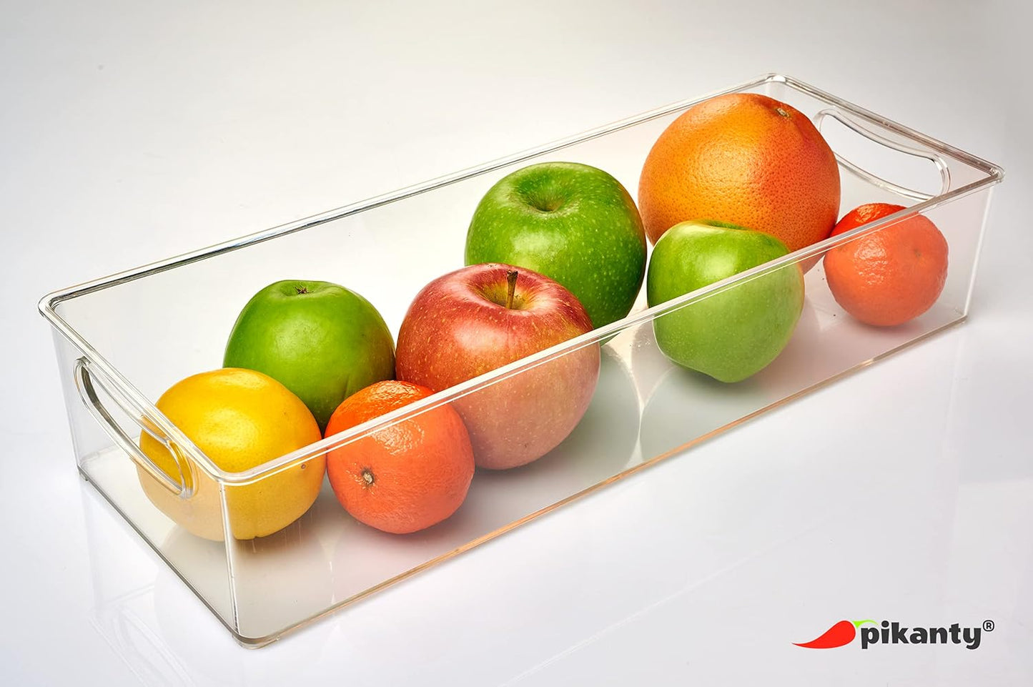 15-Inch Refrigerator Organizer Bin with Handles - Clear Plastic Storage for Fridge, Pantry