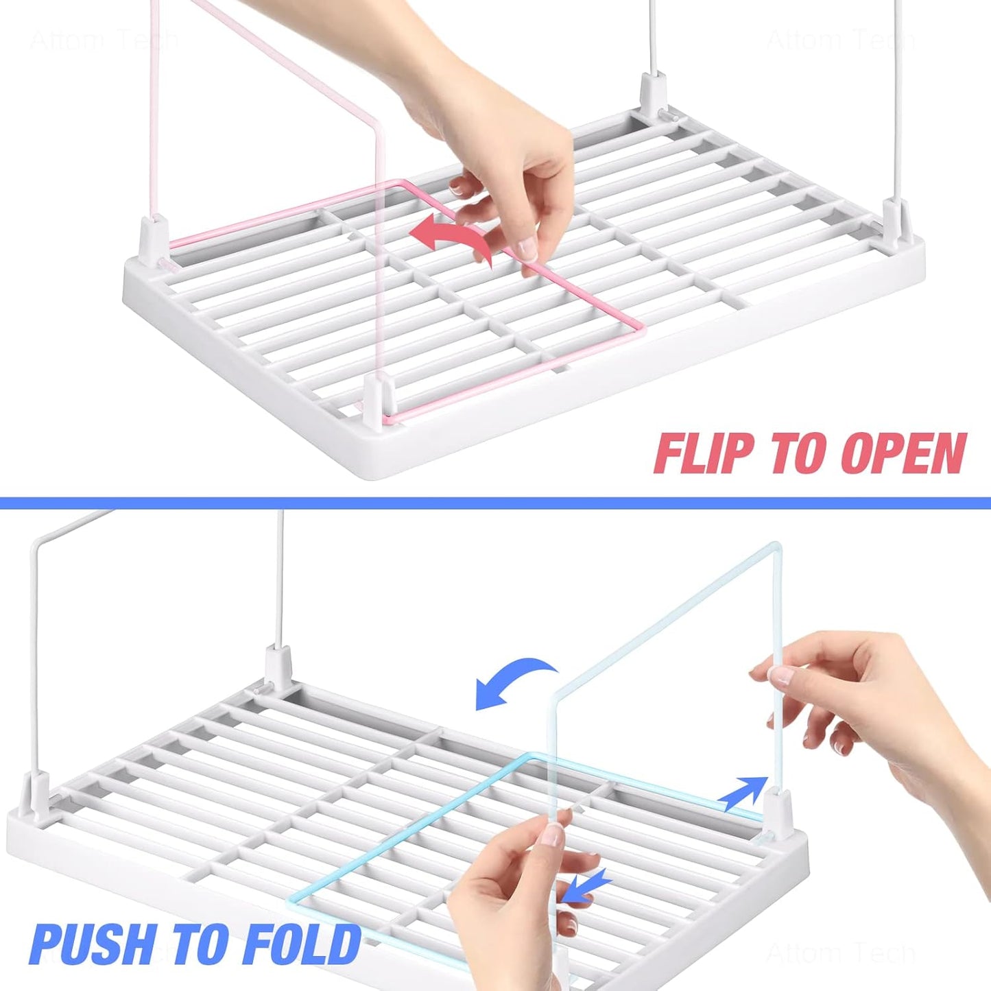 4-Pack Stackable Plastic Kitchen Storage Shelf Foldable Rack