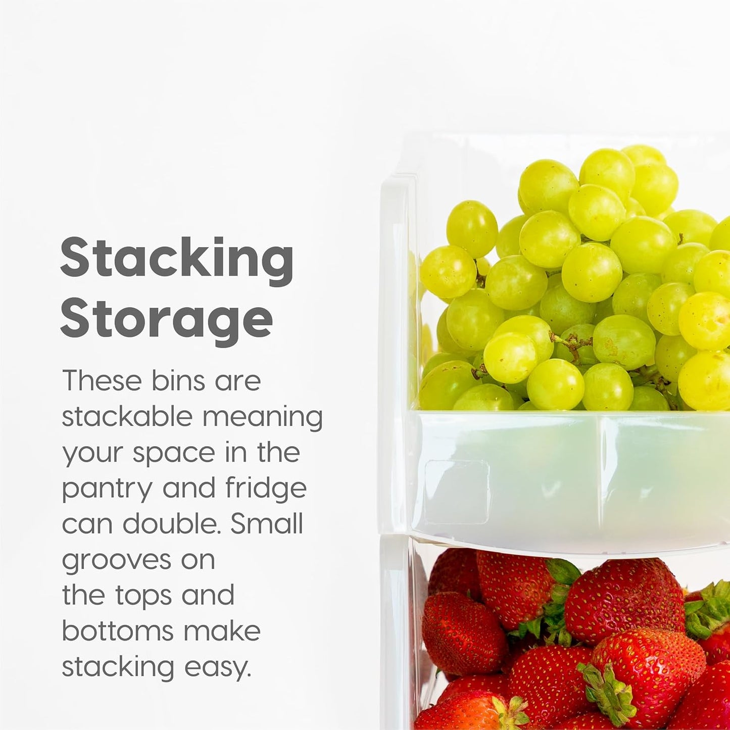 Clear Plastic Stackable Storage Bins, Large- 8 Pack