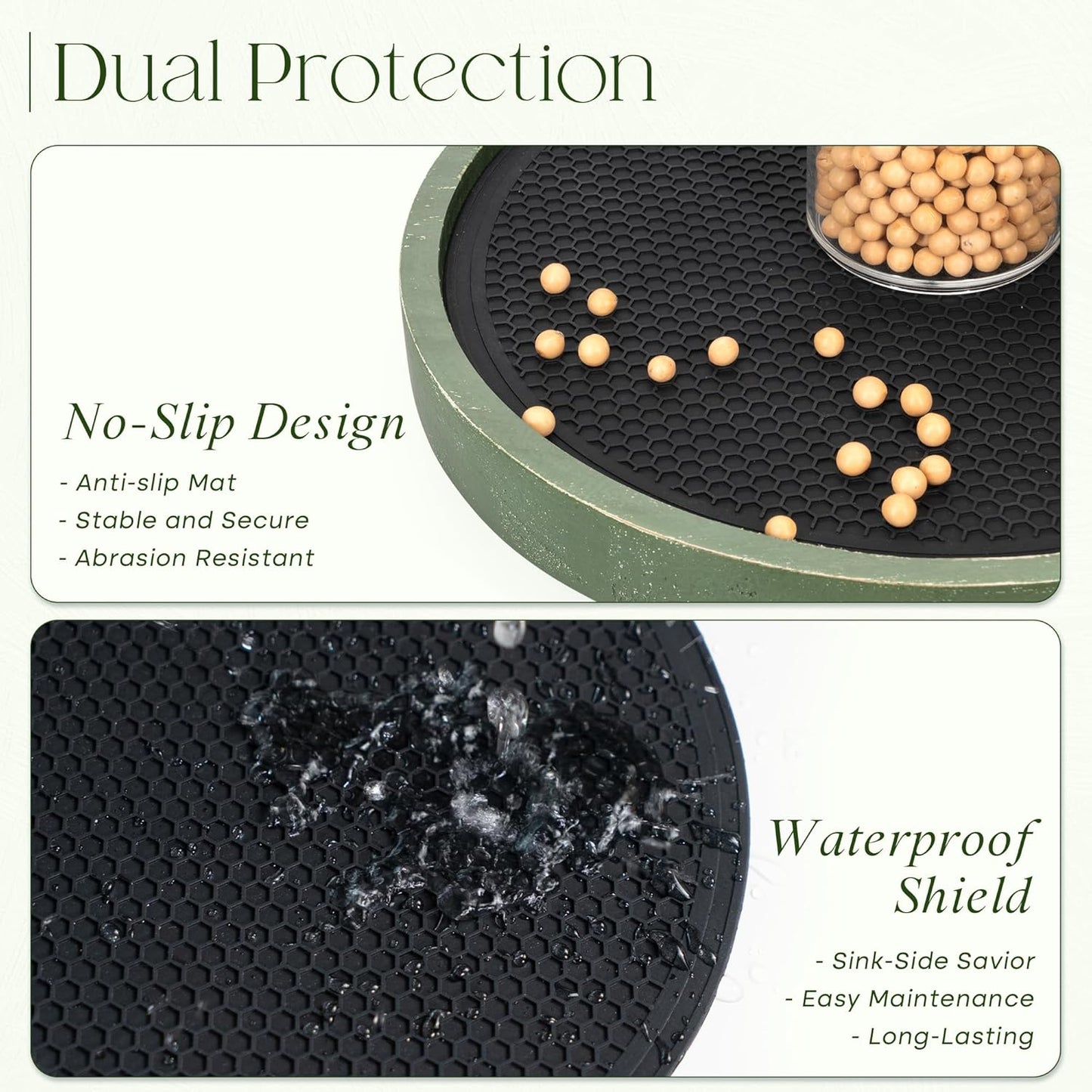 Pine Wood Non-Skid Lazy Susan for Table Top – 10.5" Lazy Susan Turntable for Cabinet