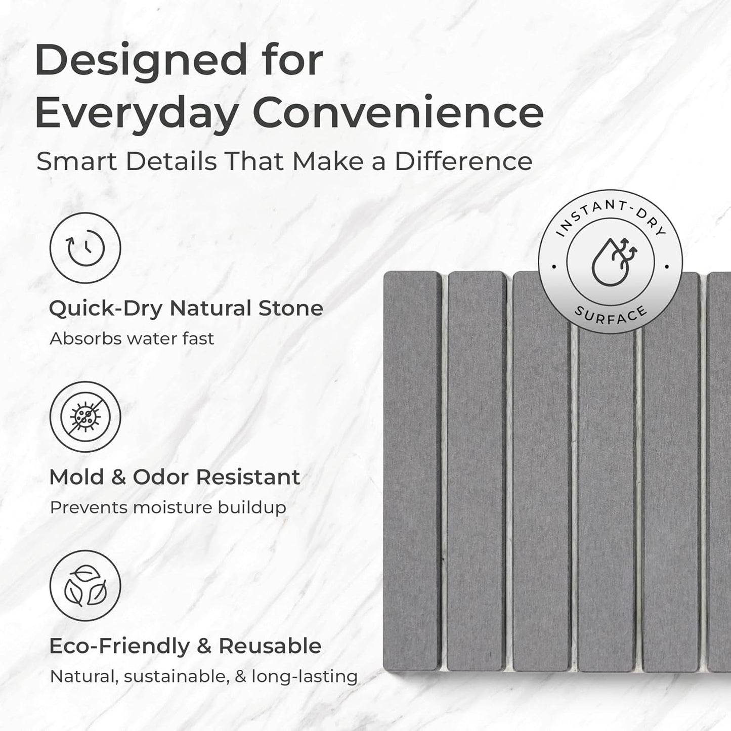 Quick Drying Large Stone Drying Mat for Kitchen Counter, Collapsible Dish Drying Rack
