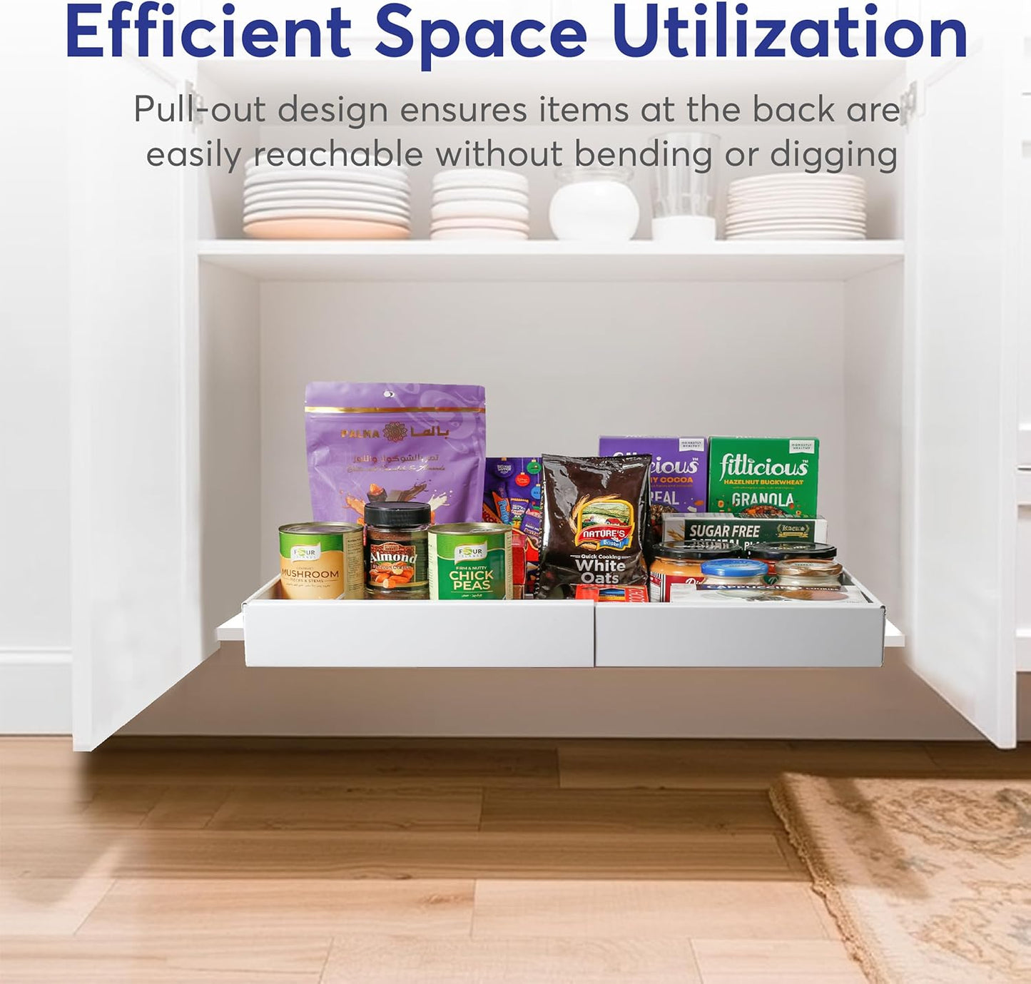 Pull Out Cabinet Organizer – Smooth Sliding Expandable Pull Out Drawers for Cabinets