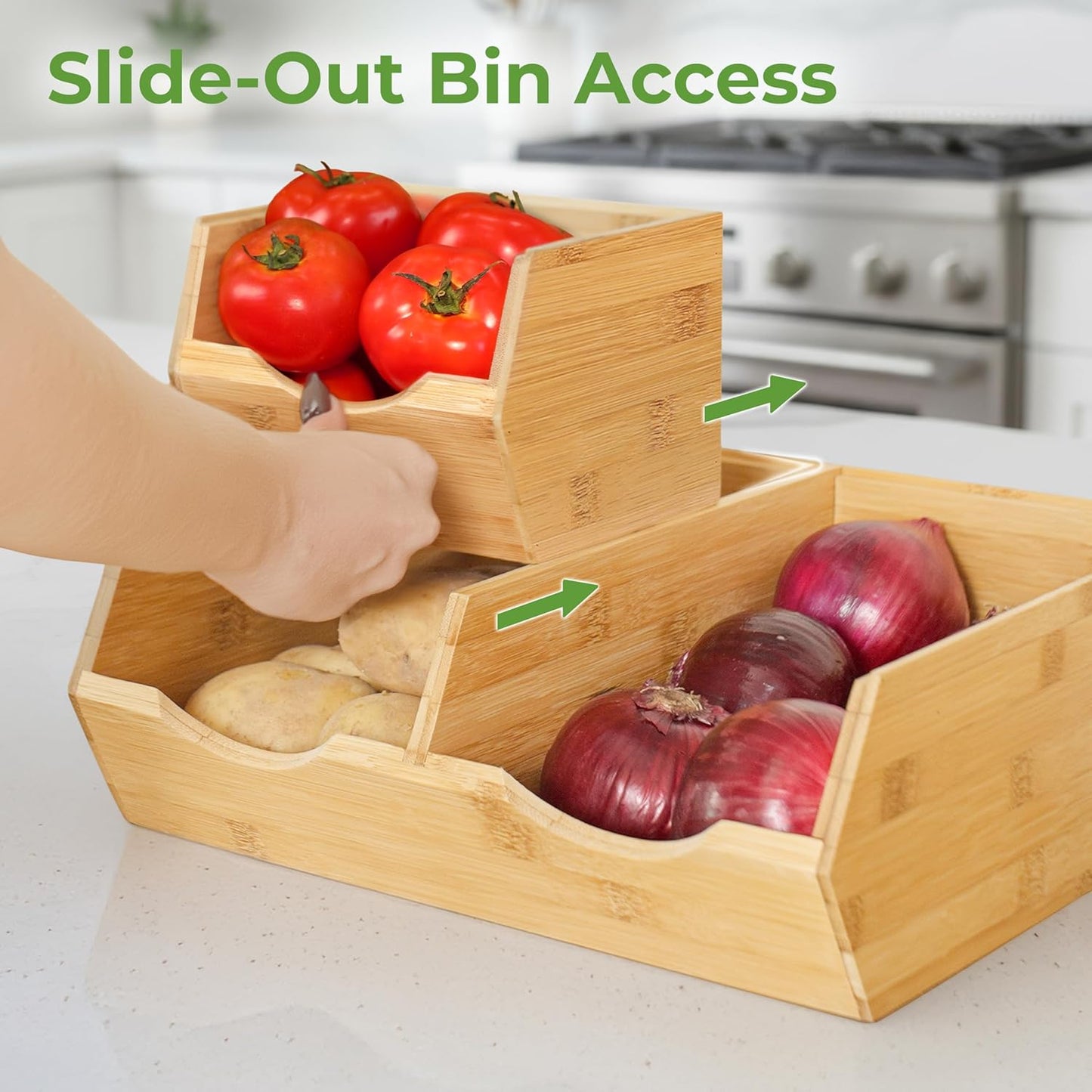 Bamboo Pantry Storage Bins – Potato & Onion Storage Bin for Pantry Organizers
