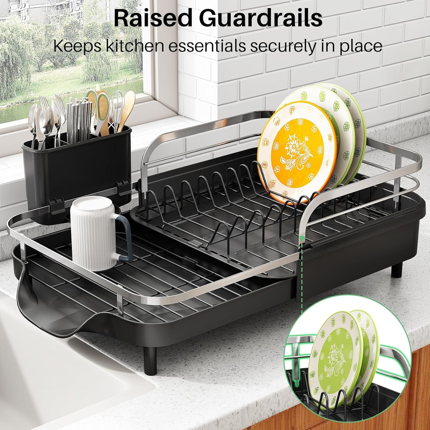 Dish Drying Rack - Expandable Dish Rack for Kitchen Counter
