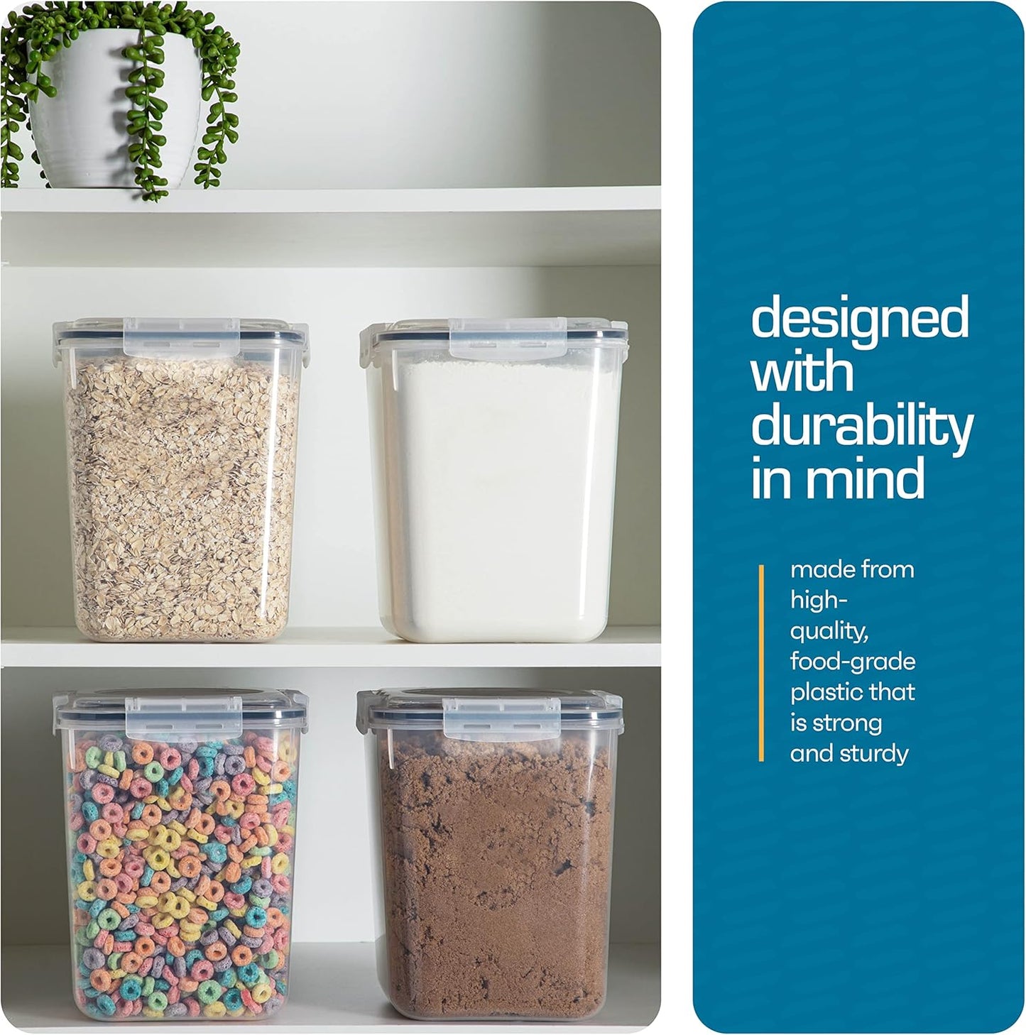 Flour Sugar Storage Containers (5.3L/4pk) Great Rice Canisters Sets For The Kitchen pantry
