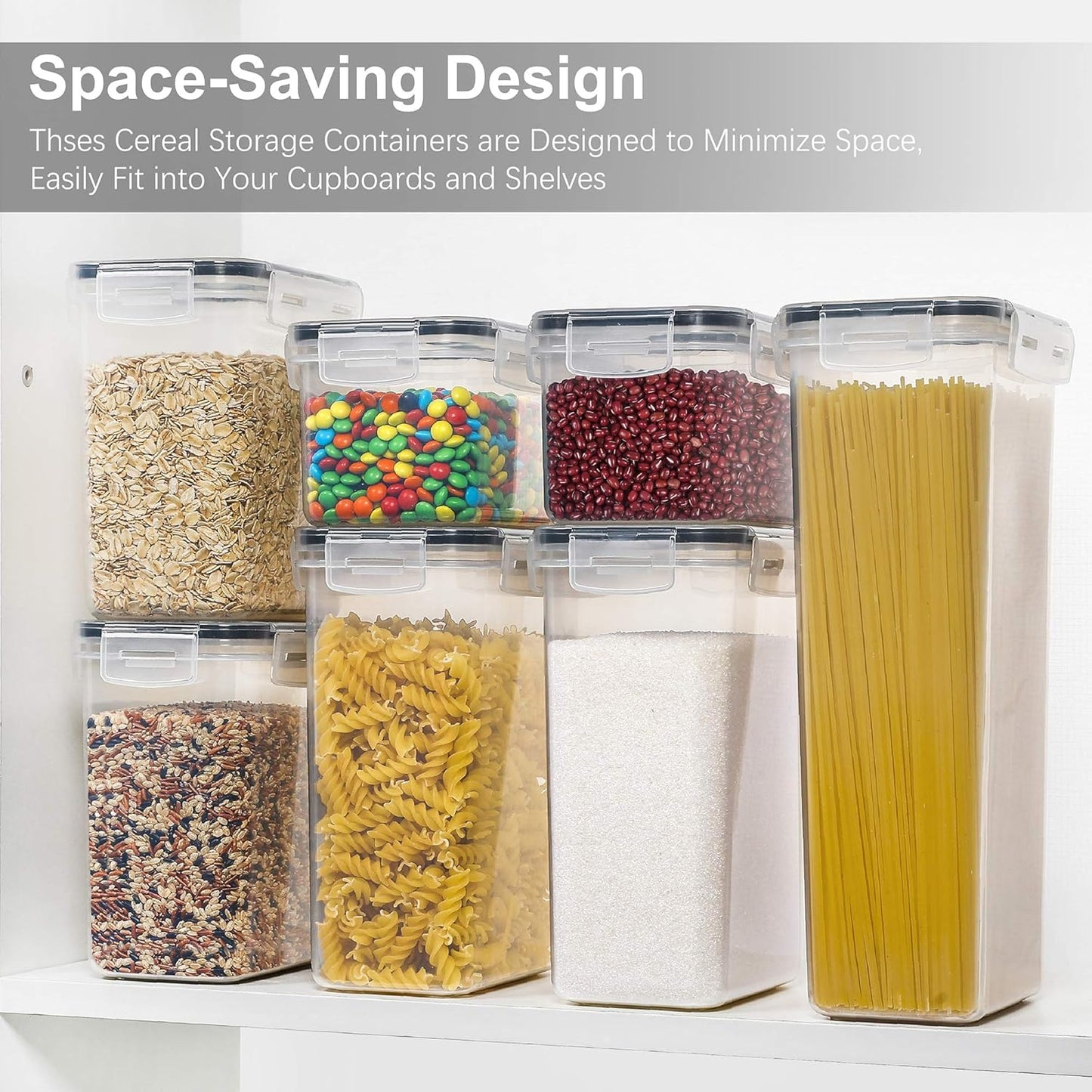 Airtight Food Storage Containers with Lids, 7 PCS BPA Free Kitchen Canisters for Spaghetti, Pasta