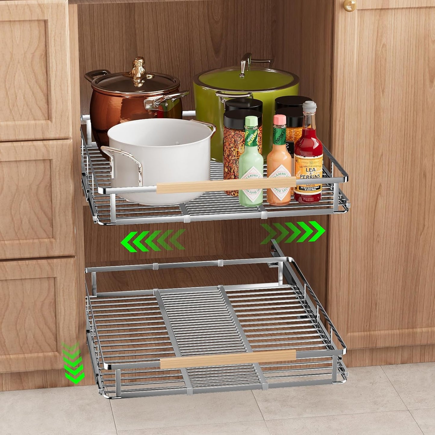 Expandable Pull Out Drawers for Cabinets, Kitchen Cabinet Slide Out Shelves