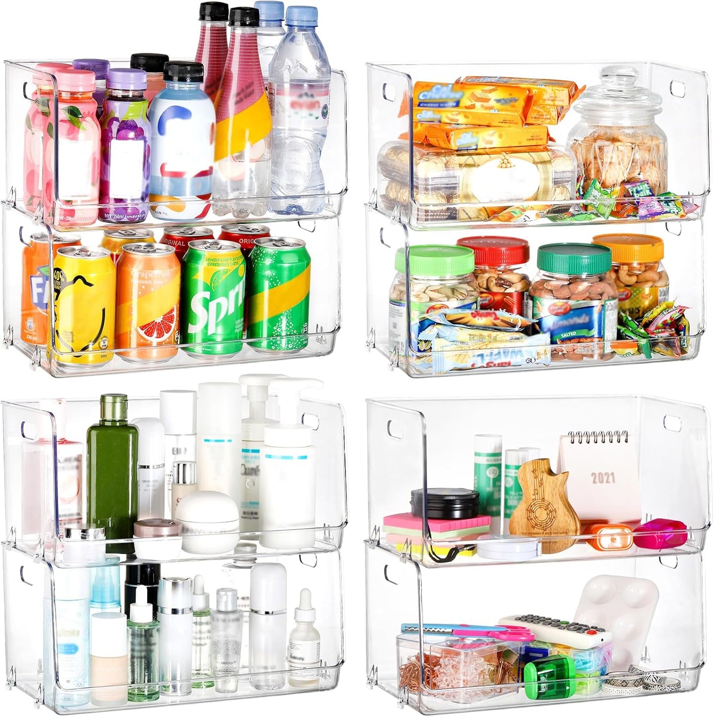 2 Pack Stackable Plastic Storage Bins Open Front