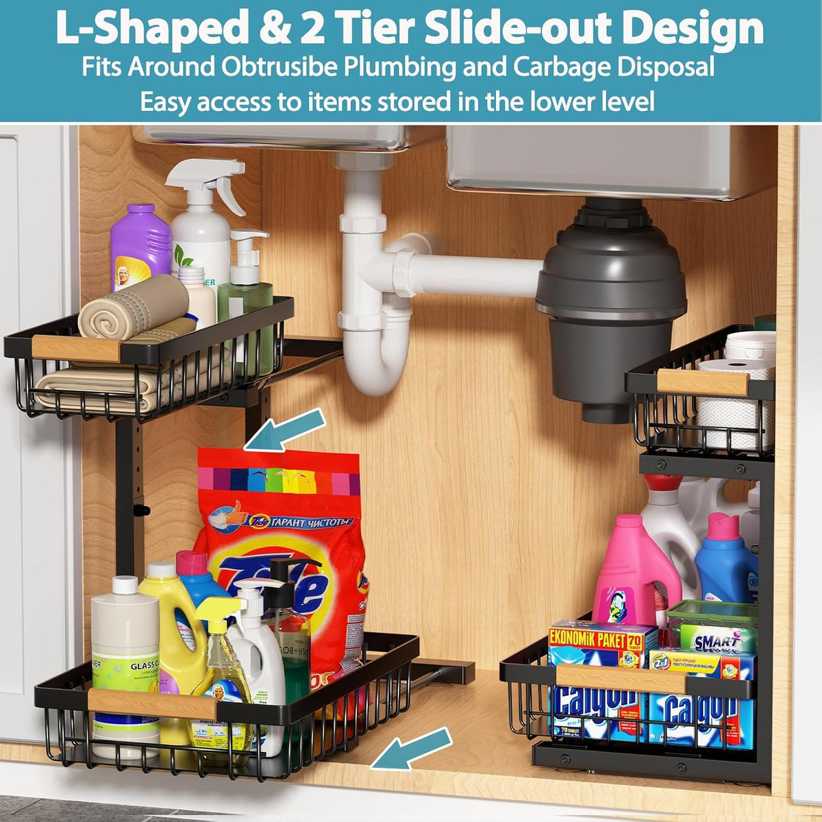 Liuoud Under Sink Organizer 2 Pack