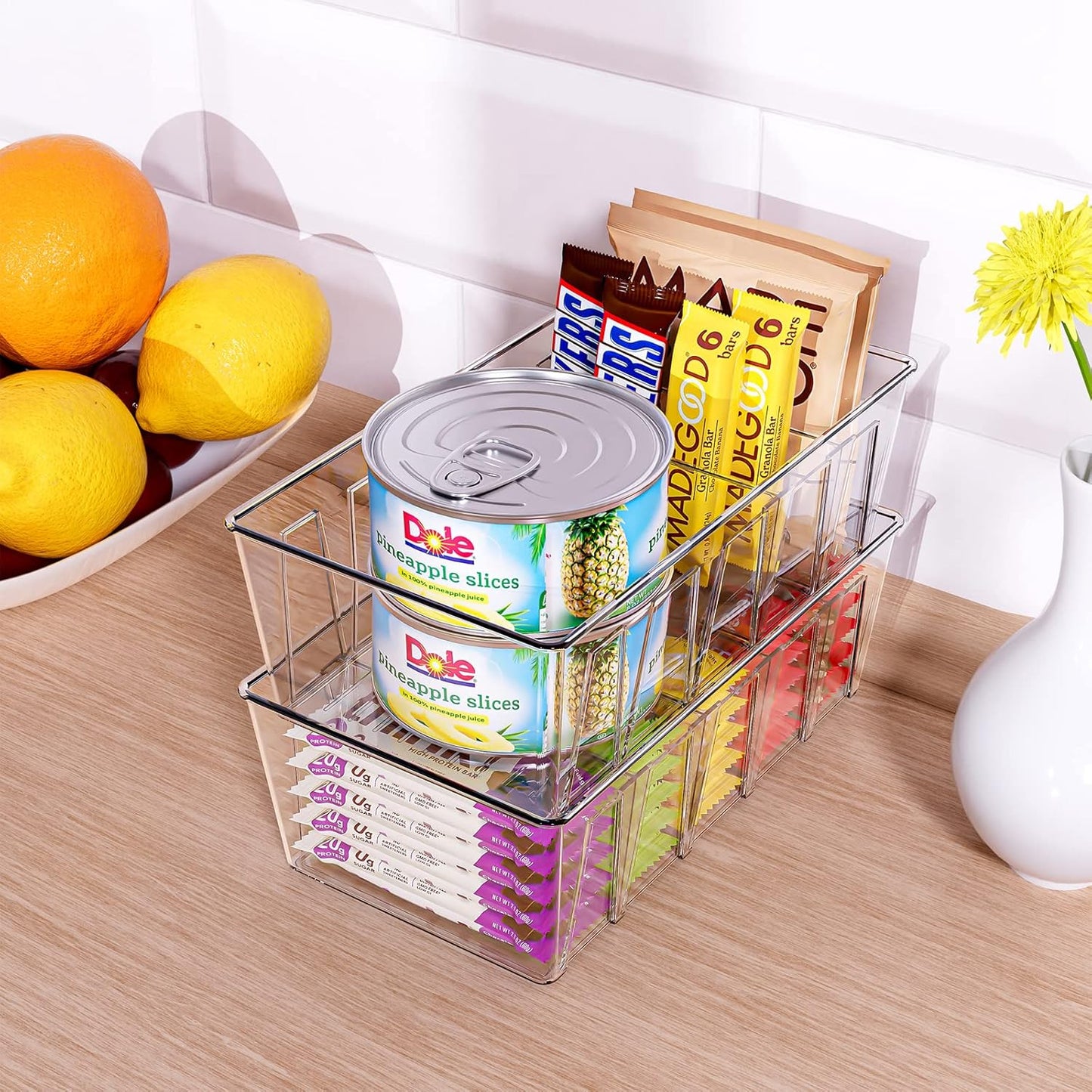 4 Pack Pantry Organization and Storage Bins for Kitchen Fridge Countertop Cabinet