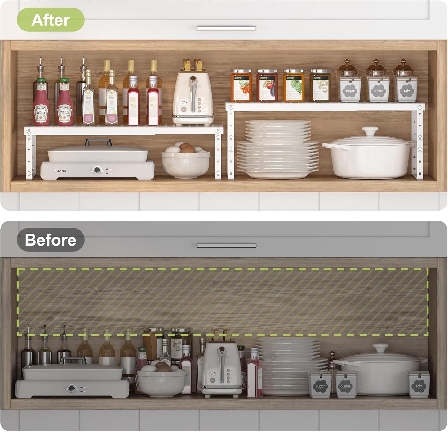 Expandable Cabinet Organizer Shelf With Adjustable Height