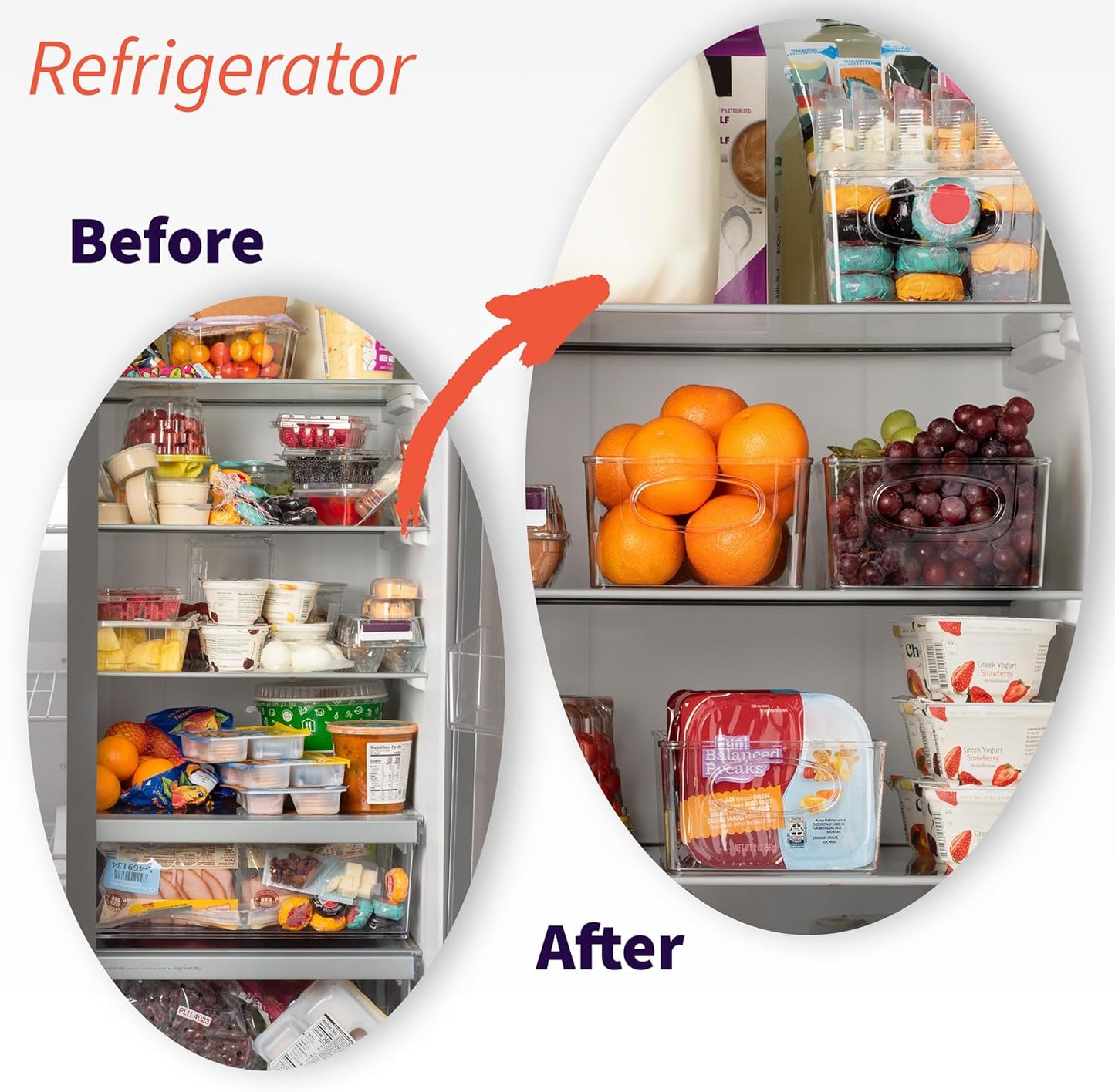 Plastic Pantry Organization and Storage Bins with Removable Dividers – XL Perfect Kitchen / Refrigerator/ Cabinet Organizers, 2 Pack