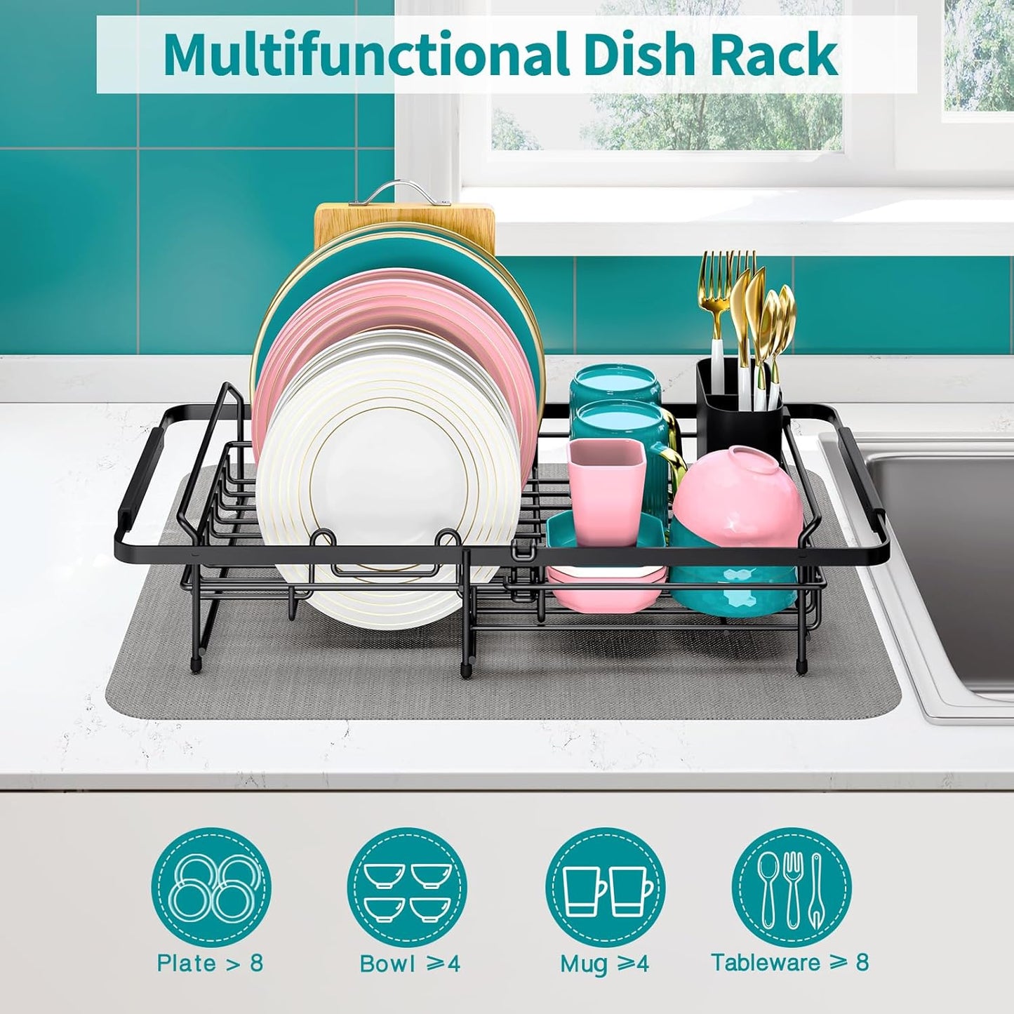 Expandable in Sink Dish Drying Rack - Adjustable Dish Rack Over Sink