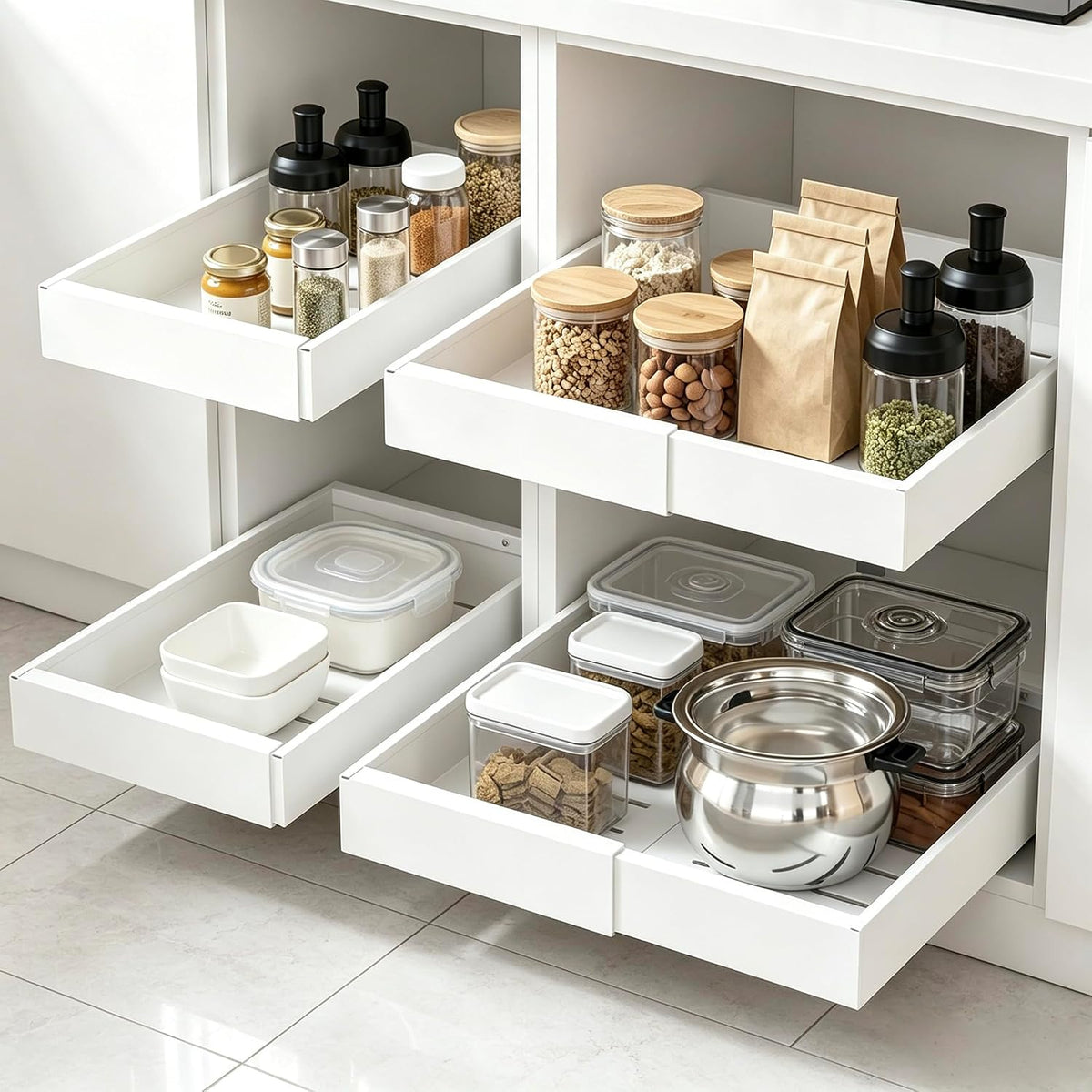 DEKAVA 4 Pack Expandable Pull Out Cabinet Organizer