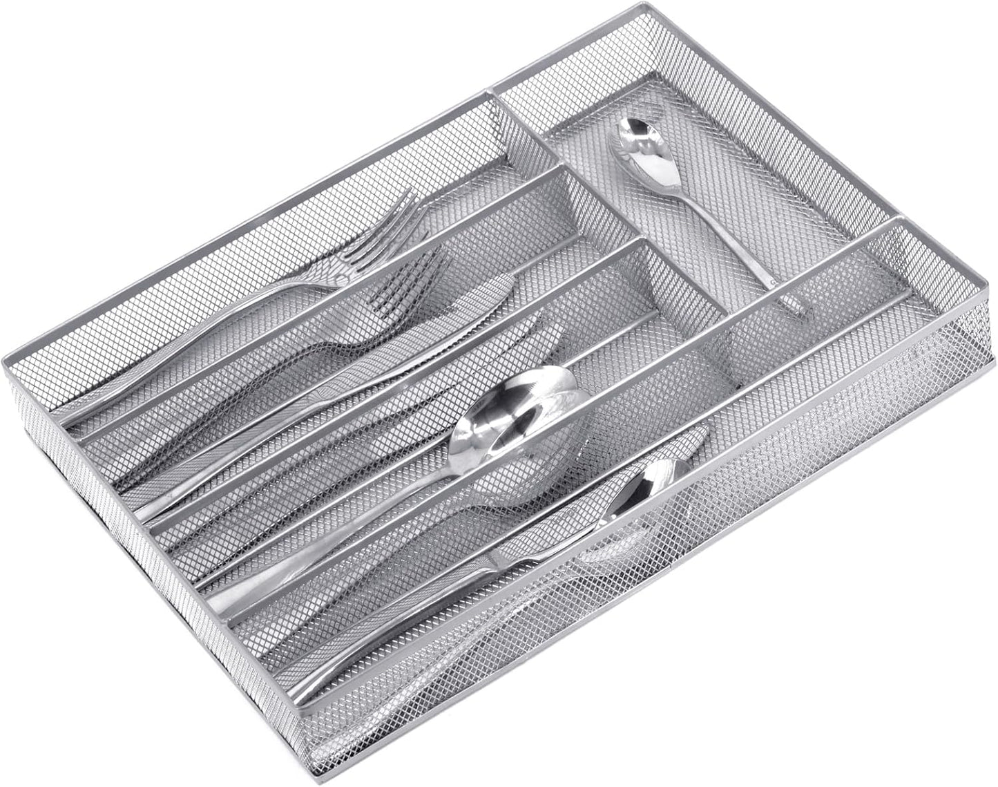 Silverware Drawer Organizer Holder, Cutlery Tray Silverware Flatware Storage Divider for Kitchen