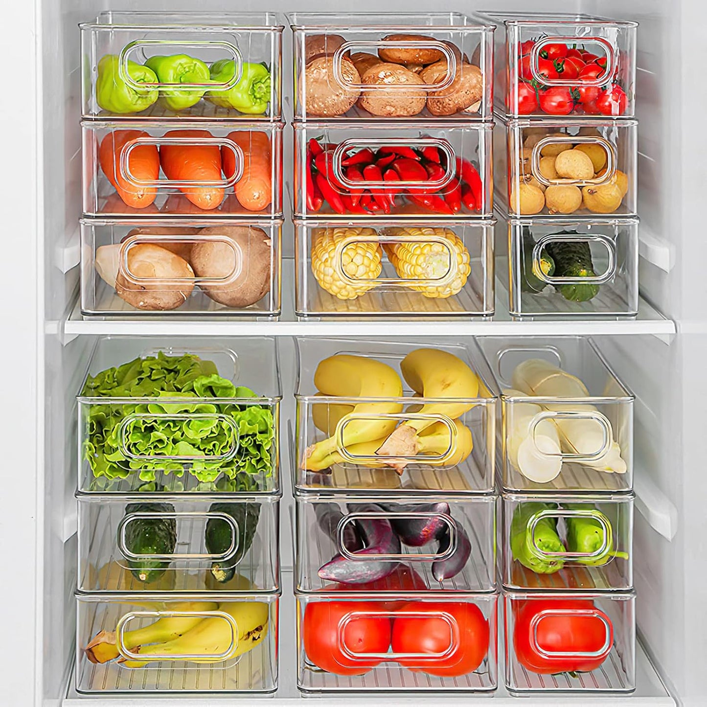 8 Pack Plastic Storage Bins for Freezer, Pantry, Countertop, Cabinet Organization