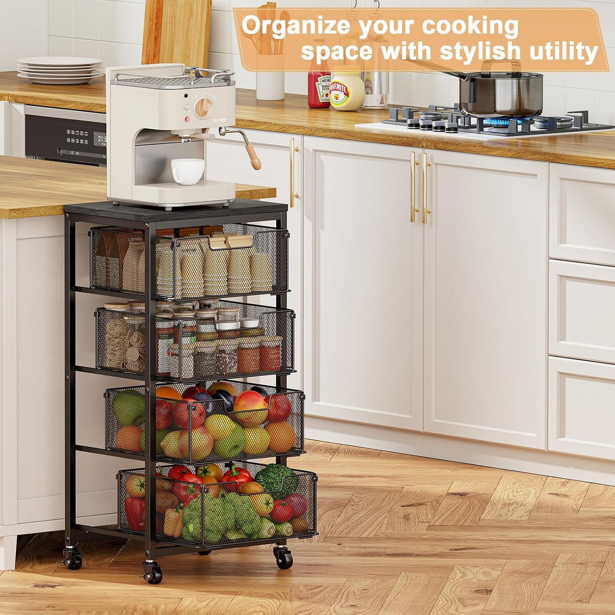 4-Tier Fruit Vegetable Storage Cart
