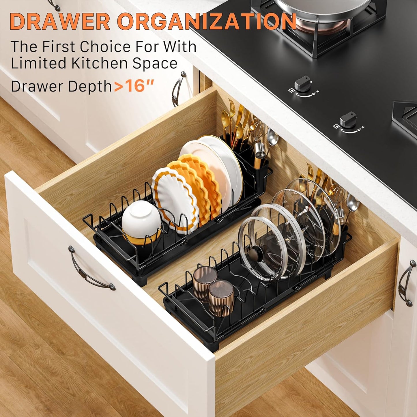 Small Dish Drying Rack - Expandable Sink Dish Drying Rack Over Sinks with Drying Tray