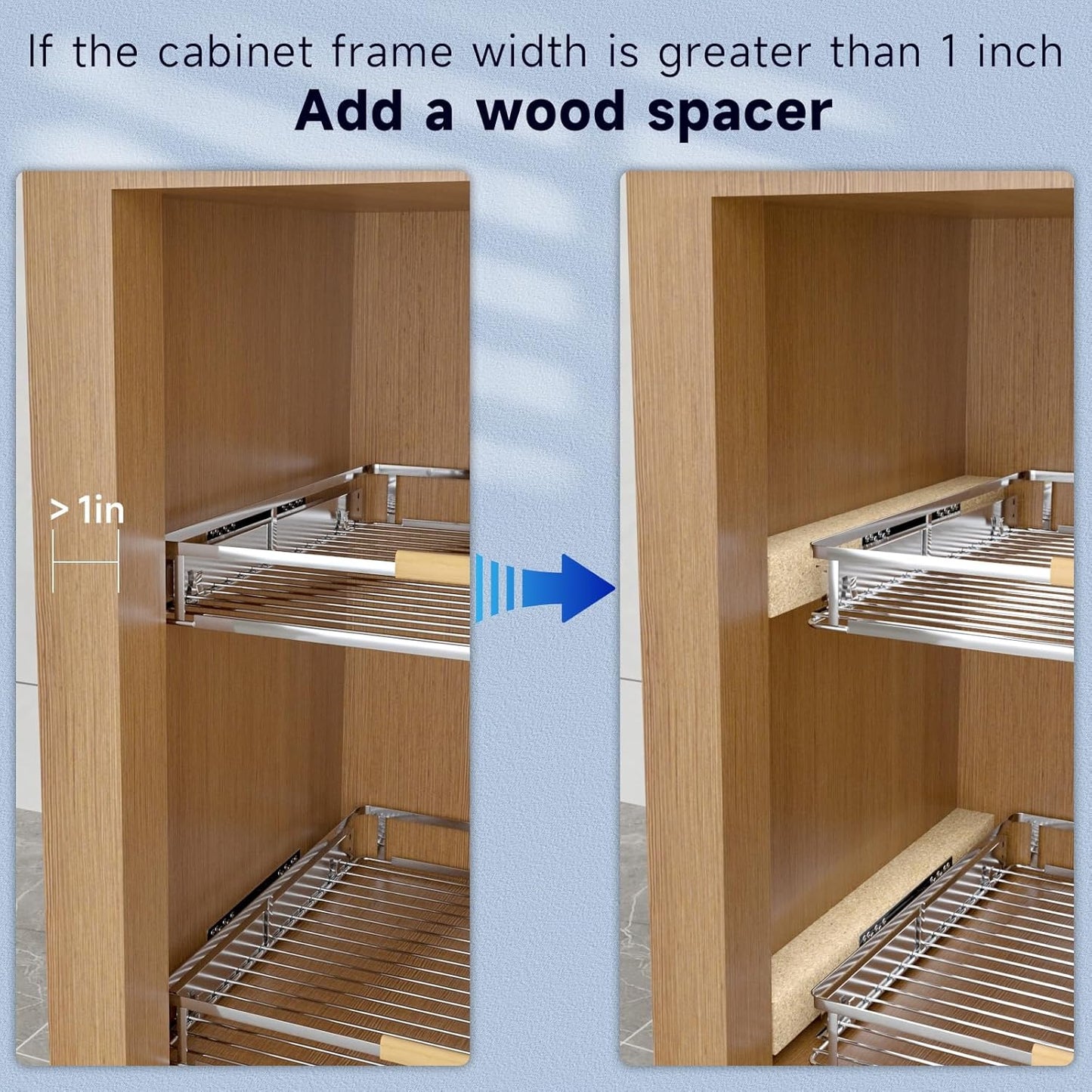 Pull Out Drawer Cabinet Organizer, Expandable Slide Out Storage Shelves - Heavy Duty
