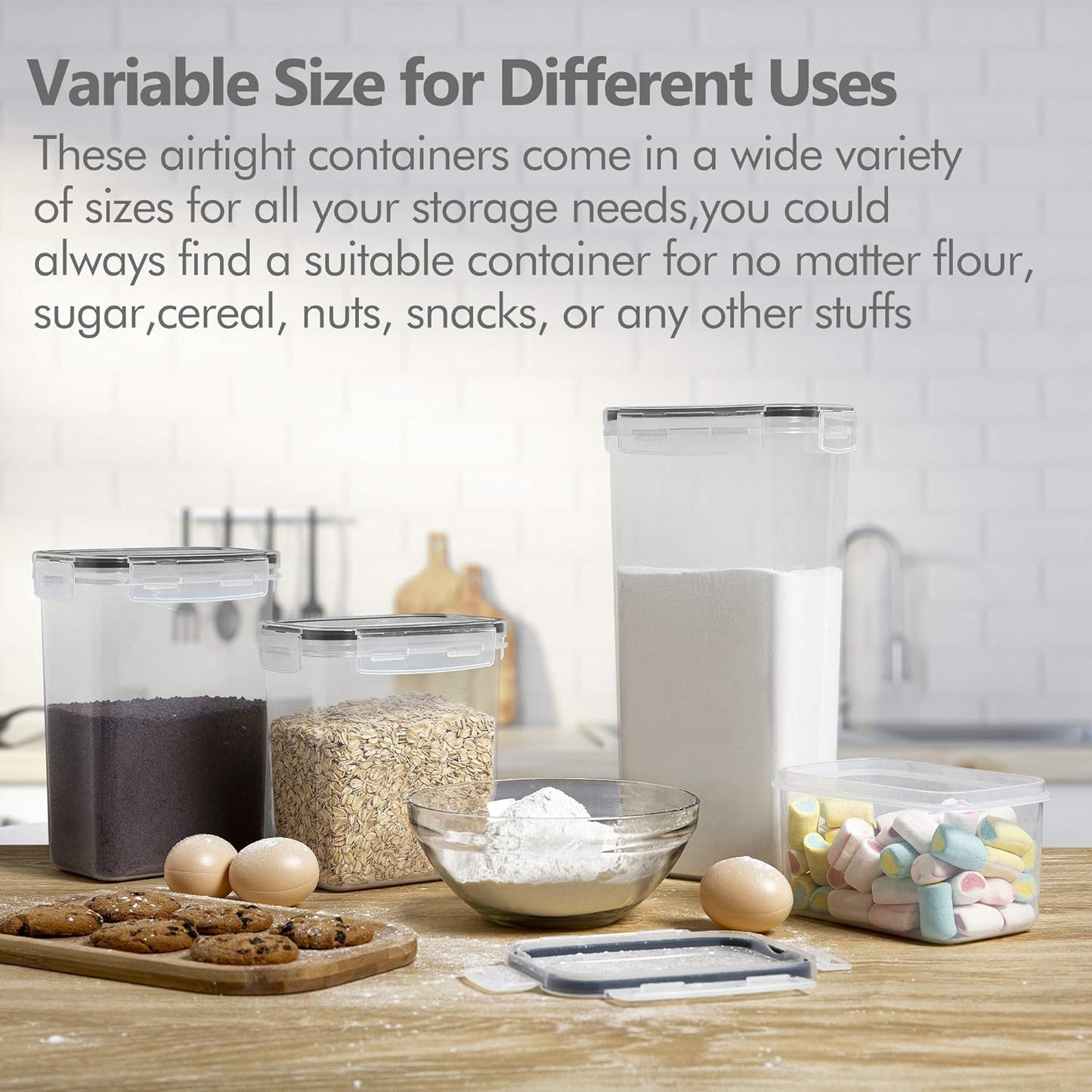Airtight Food Storage Containers Set, 14 PCS Kitchen Storage Containers with Lids for Flour