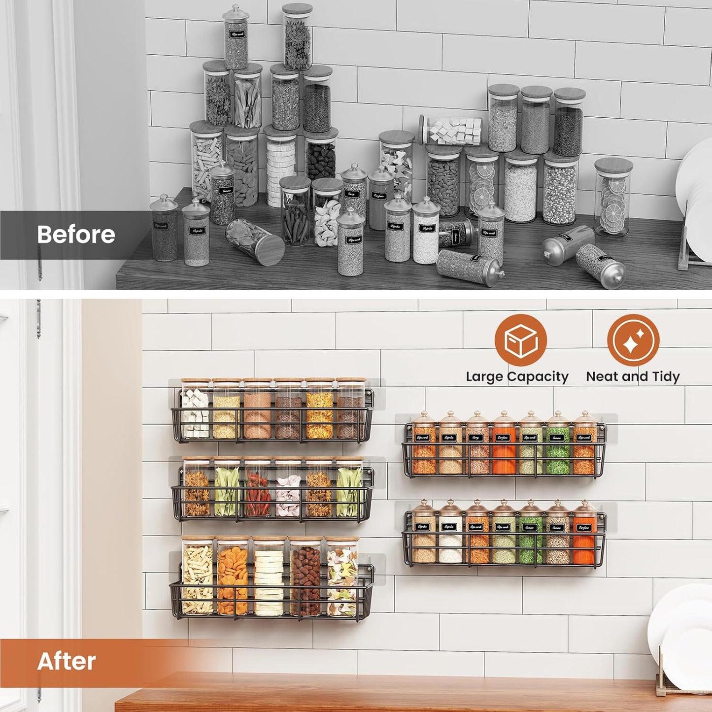 5 Pack Spice Rack Seasoning Organizer Wall Mount